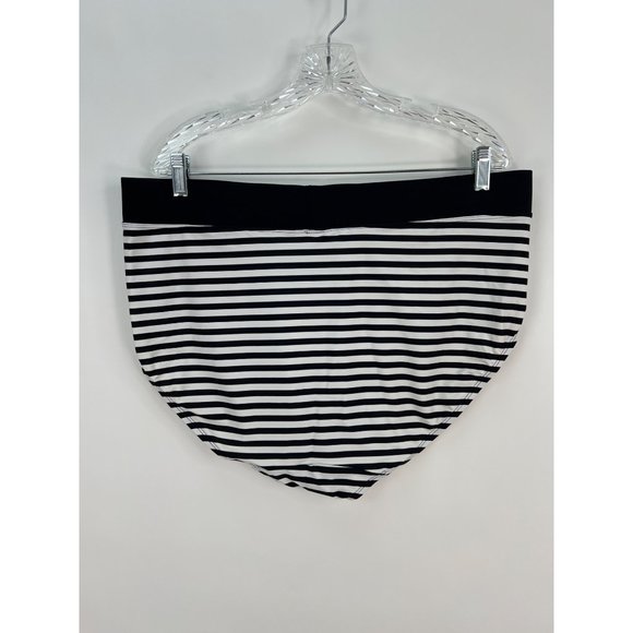 Swim By Cacique Sz 20 Black White Striped High Waisted Bikini Bottom Lane Bryant - Picture 3 of 6